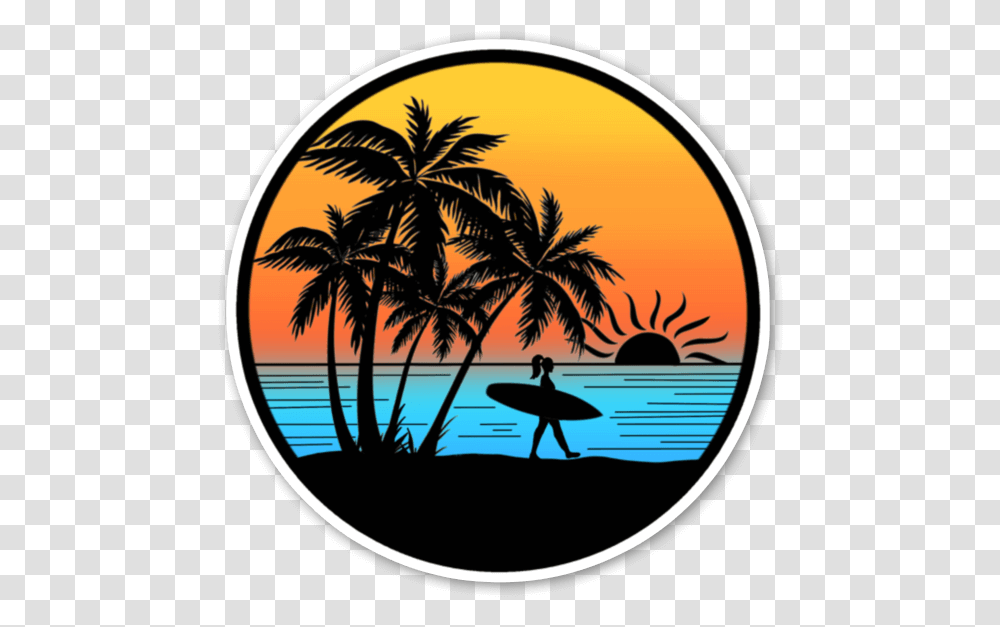 Sunset Over Water Clipart Vector Palm Tree, Outdoors, Paddle, Oars Transparent Png