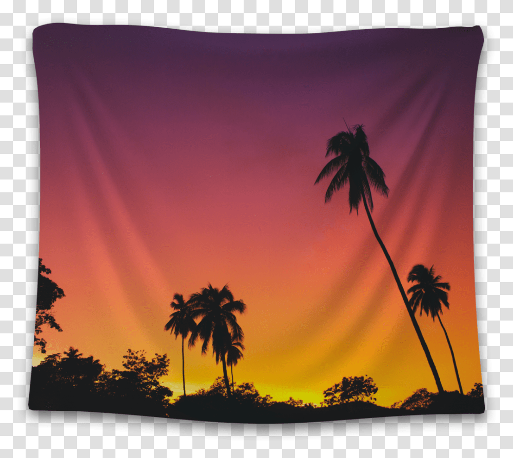 Sunset Palm Tree Tapestry Cool Backgrounds, Tropical, Summer, Outdoors, Nature Transparent Png