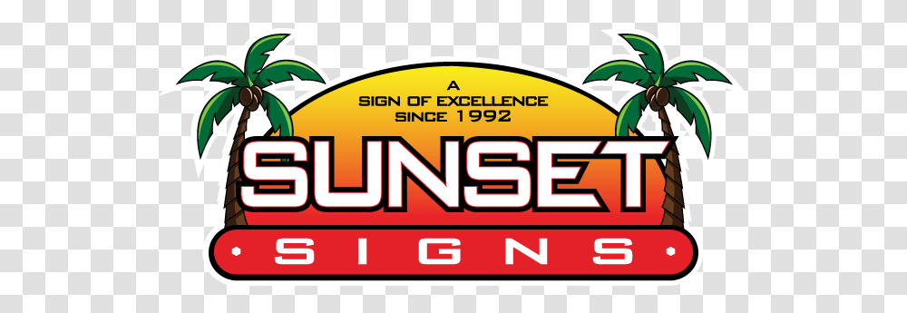 Sunset Signs • Quality Signage Manufacturing For Over 25 Years Palm Tree Clip Art, Label, Text, Logo, Symbol Transparent Png