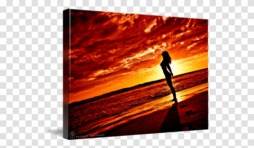 Sunset Silhouette Cloud Painting Drawing Silhouette Sunset Painting Beach Drawing, Standing, Person, Nature, Outdoors Transparent Png