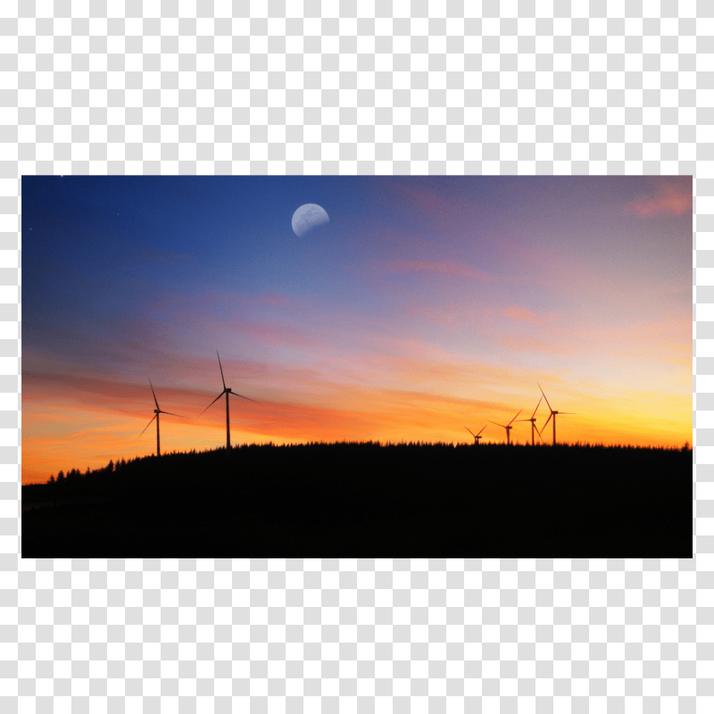Sunset Windmills, Engine, Motor, Machine, Turbine Transparent Png