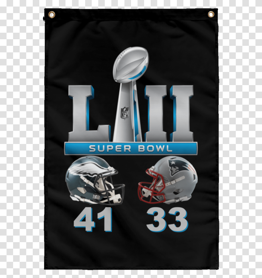 Super Bowl 52 Final Score Silver Text Subwf Sublimated Graphic Design, Helmet, Apparel, Sport Transparent Png