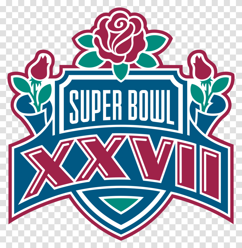 Super Bowl Xxvii Super Bowl Xxvii Logo, Symbol, Text, Dynamite, Crowd Transparent Png