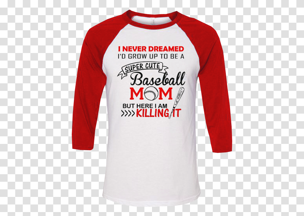 Super Cute Baseball Mom Long Sleeved T Shirt, Apparel, Jersey, T-Shirt Transparent Png