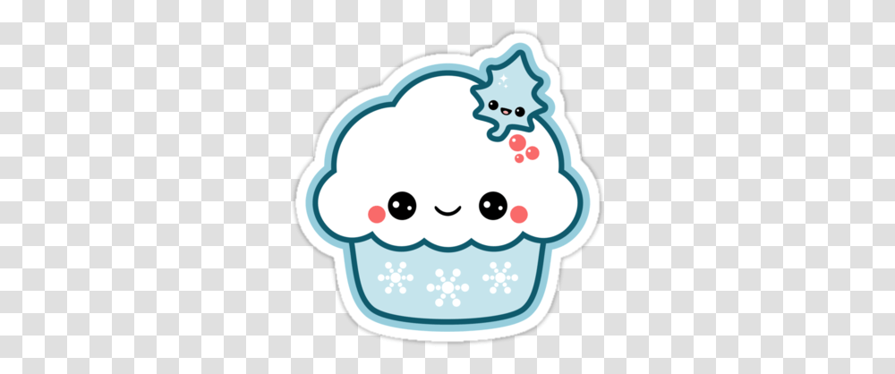 Super Cute Vinyl Christmas Stickers With Blue Snowflake Cute Christmas Cupcake Cartoon, Birthday Cake, Dessert, Food, Label Transparent Png