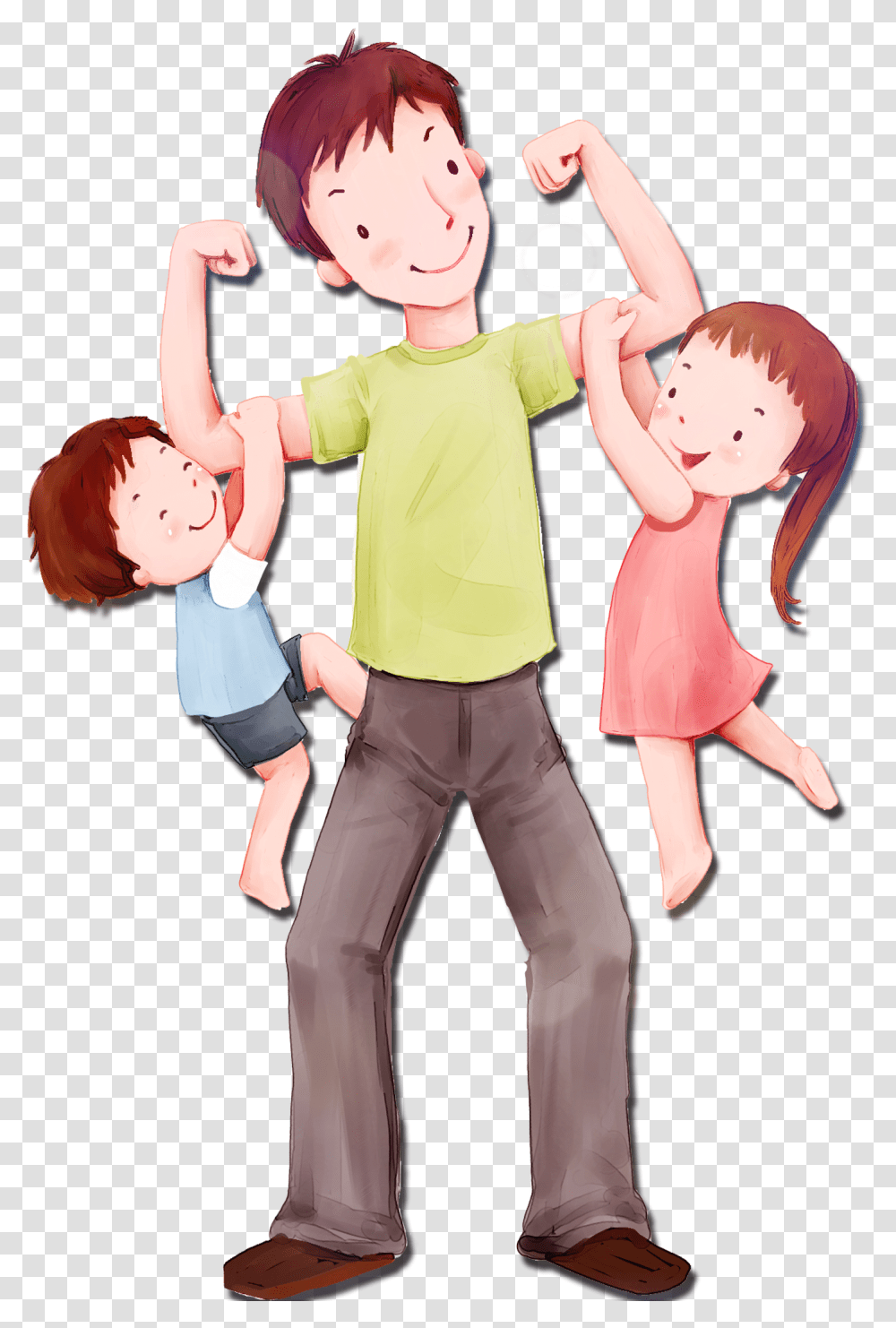 Super Dad Free Download Father And Children, Person, Human, People, Girl Transparent Png