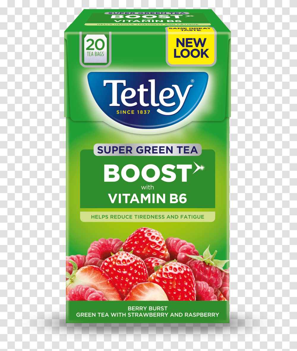 Super Green Boost Berry Burst Super Green Tea Tetley, Plant, Food, Raspberry, Fruit Transparent Png