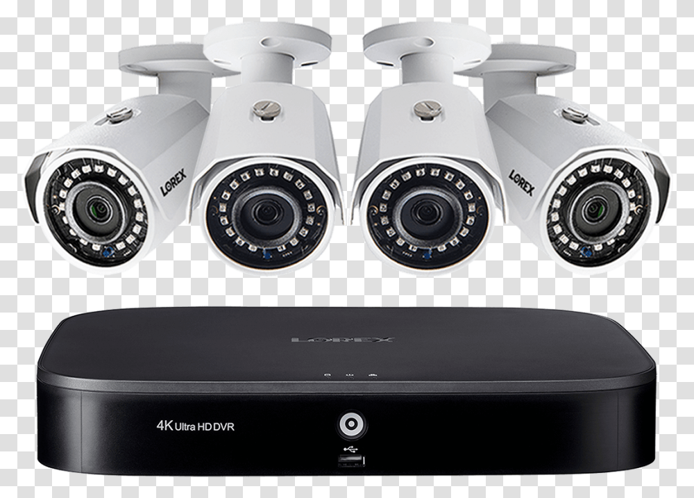 Super Hd 8 Channel Security System With Four 2k Closed Circuit Television, Camera, Electronics, Digital Camera, Video Camera Transparent Png
