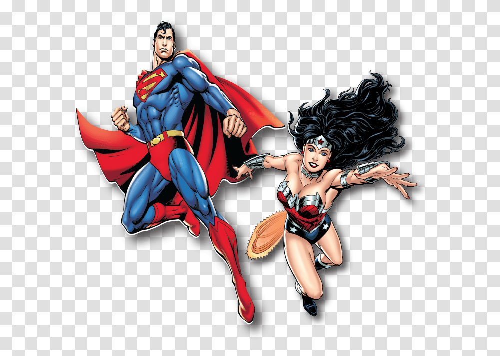 Super Man Superman And Wonder Woman, Person, Human, Comics, Book Transparent Png