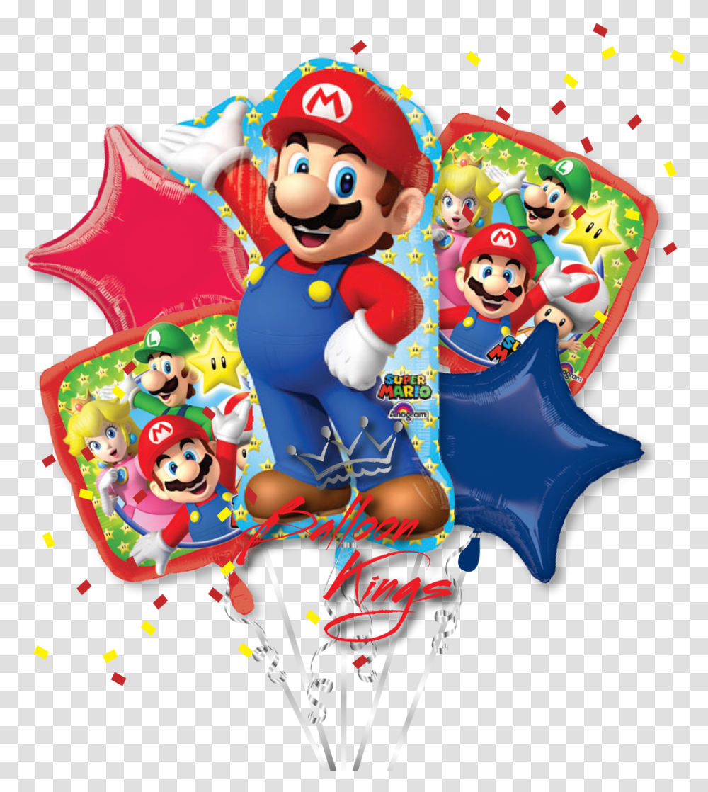 Super Mario Bros Bouquet Super Mario Balloons Party City, Person, Human, Performer, Crowd Transparent Png