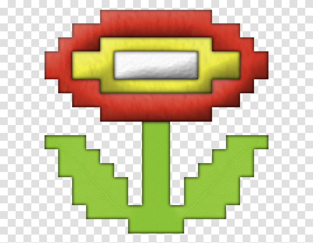 Super Mario Fire Flower 8 Bit, Cross, Weapon, Weaponry Transparent Png