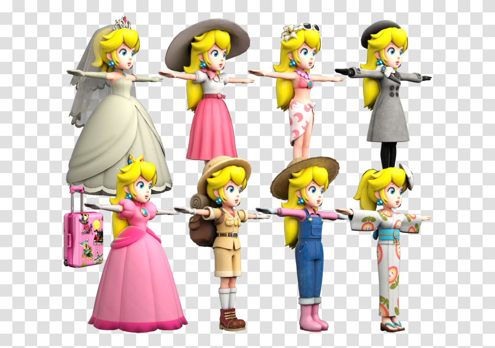 Super Mario Odyssey Peach Outfits, Doll, Toy, Figurine, Person Transparent Png