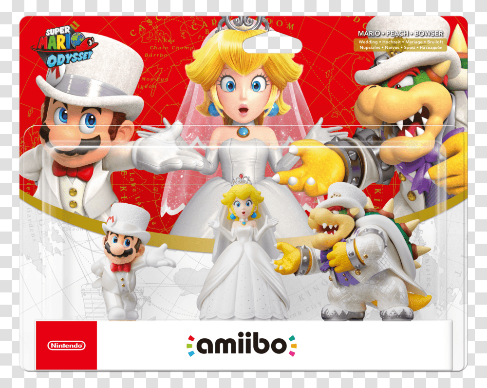 Super Mario Odyssey Wedding Amiibo 3 Pack Super Mario Odyssey Amiibo 3 Pack, Toy, Hat, Doll Transparent Png