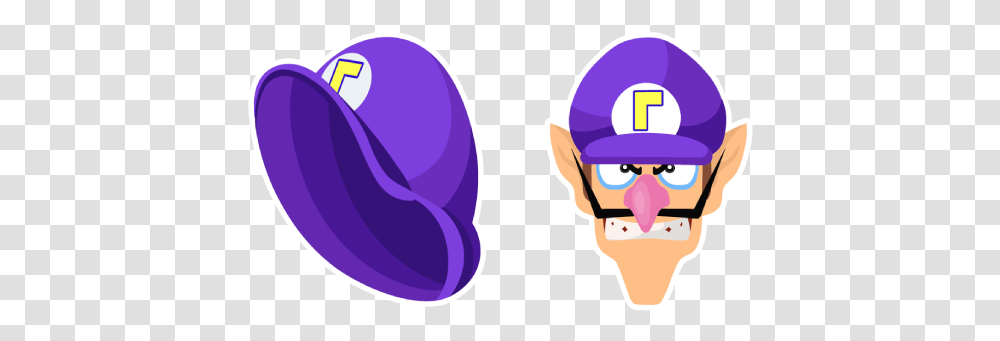 Super Mario Waluigi Cursor Cartoon, Helmet, Clothing, Apparel, Purple Transparent Png