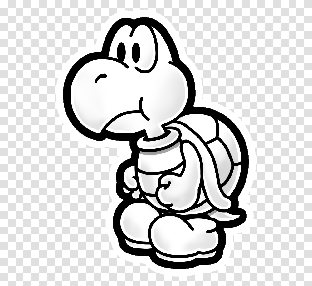 Super Paper Mario Koopa Clipart Download Koopa Troopa Paper Mario, Stencil, Drawing, Rattle, Silhouette Transparent Png