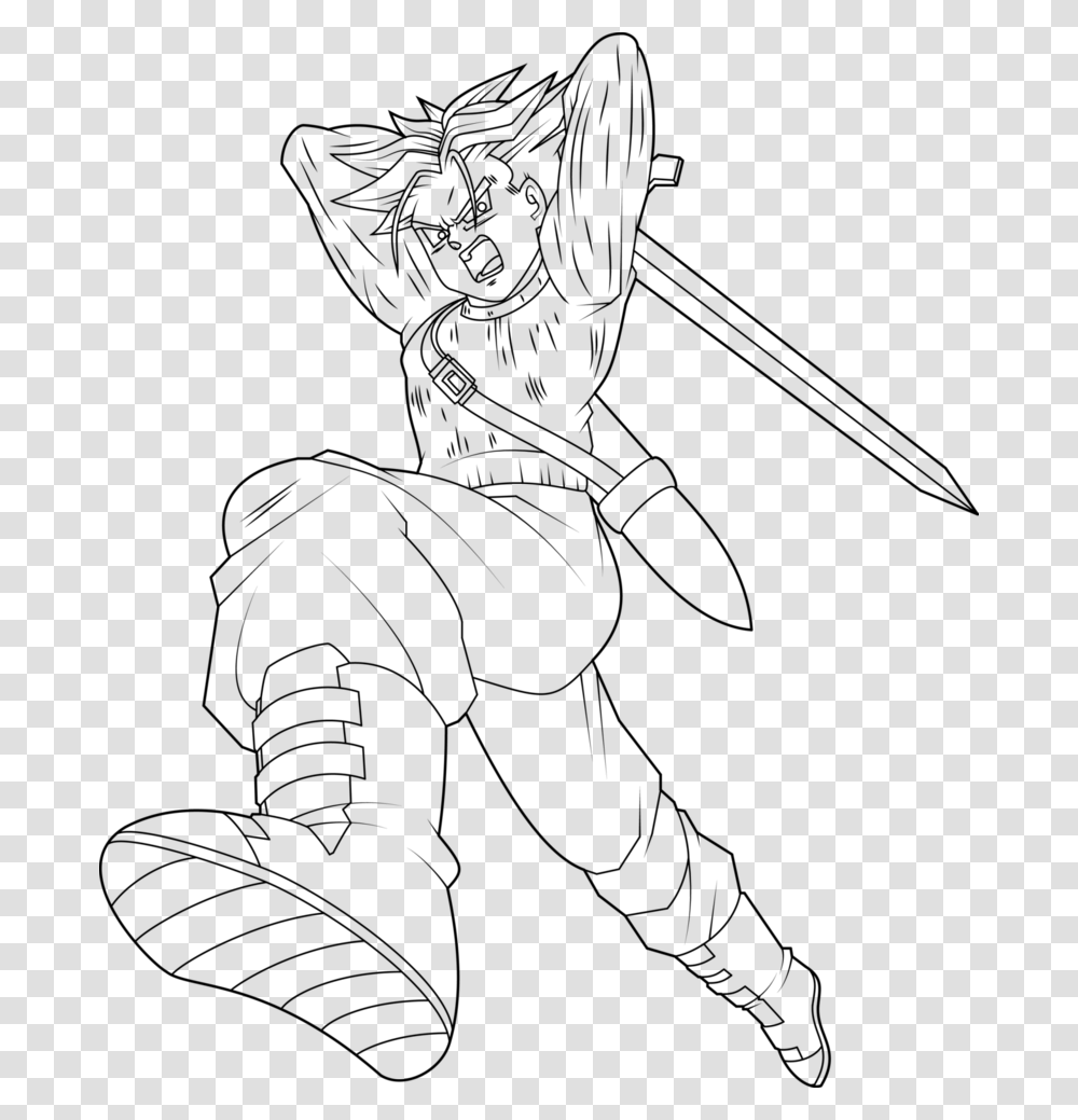 Super Saiyan Future Trunks Dbs Lineart By Mad Super Saiyan Rage Trunks Coloring Pages, Gray Transparent Png
