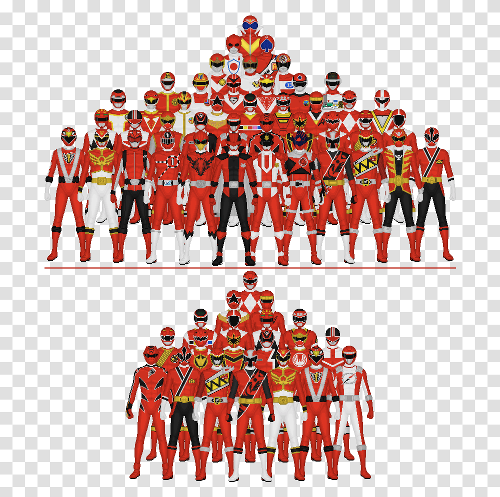 Super Sentai And Power Rangers Reds Super Sentai Red Ranger, Person, Crowd, Marching, People Transparent Png