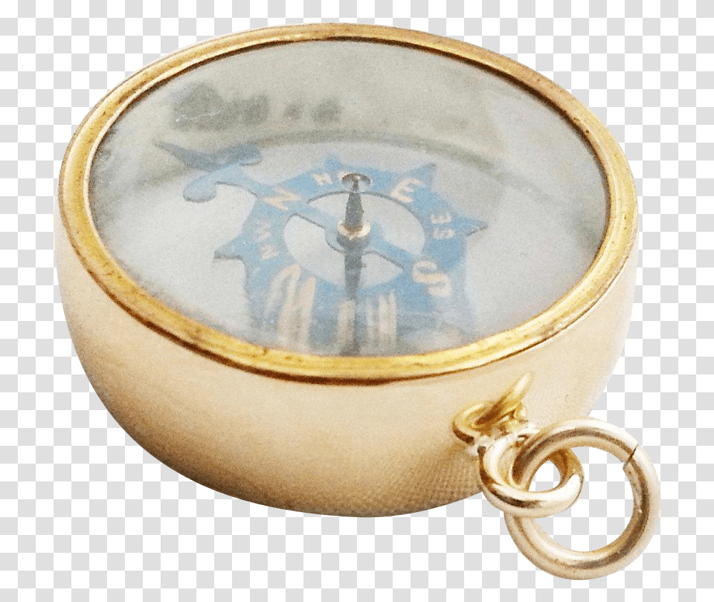 Superb Antique French 9ct Gold Compass Fob Brass, Pottery Transparent Png