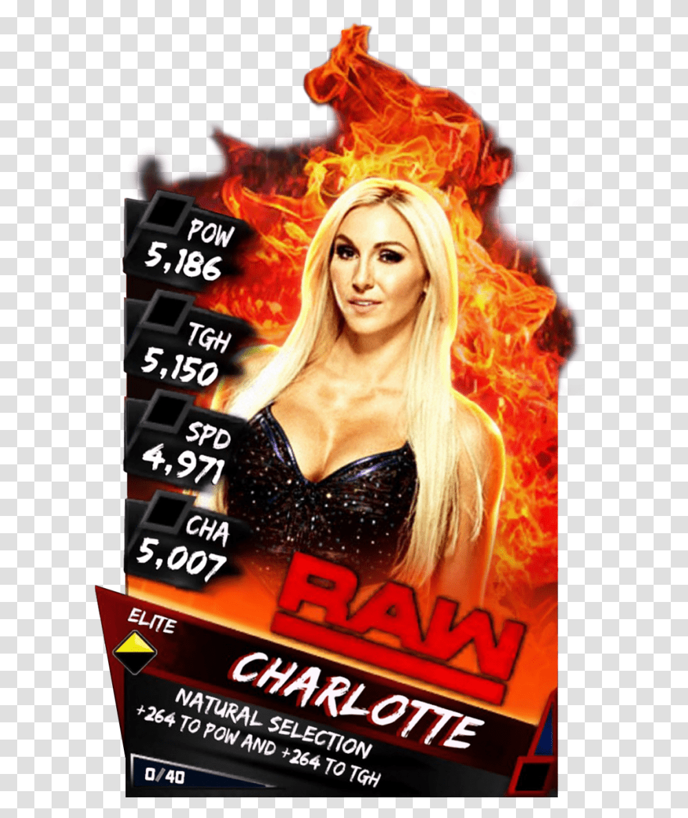 Supercard Charlotte S3 Elite Raw Wwe Supercard Elite Cards, Poster, Advertisement, Person, Human Transparent Png