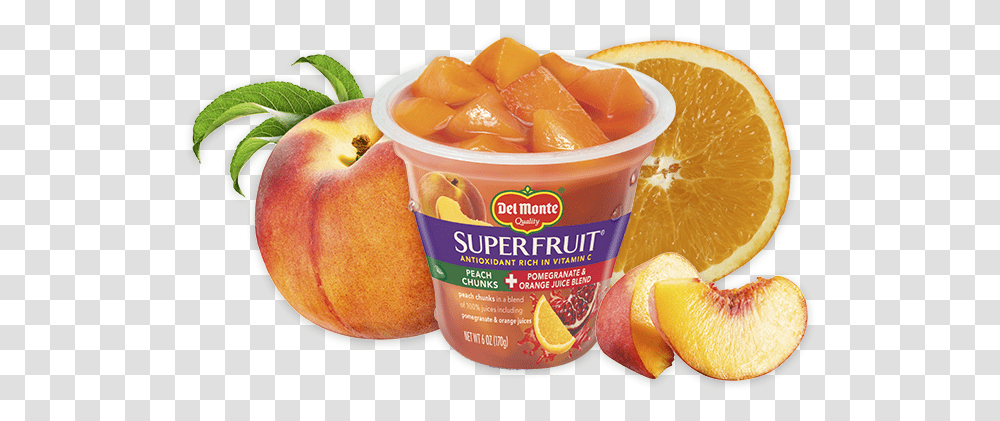 Superfruit Peach Chunks In Pomegranate & Orange Juice Blend Monte, Plant, Food, Citrus Fruit, Sliced Transparent Png