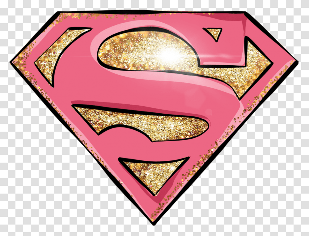 Supergirl Logo Pink S Goldglitter Sparkles Supermom Sup Supergirl Logo, Clothing, Apparel, Text, Symbol Transparent Png