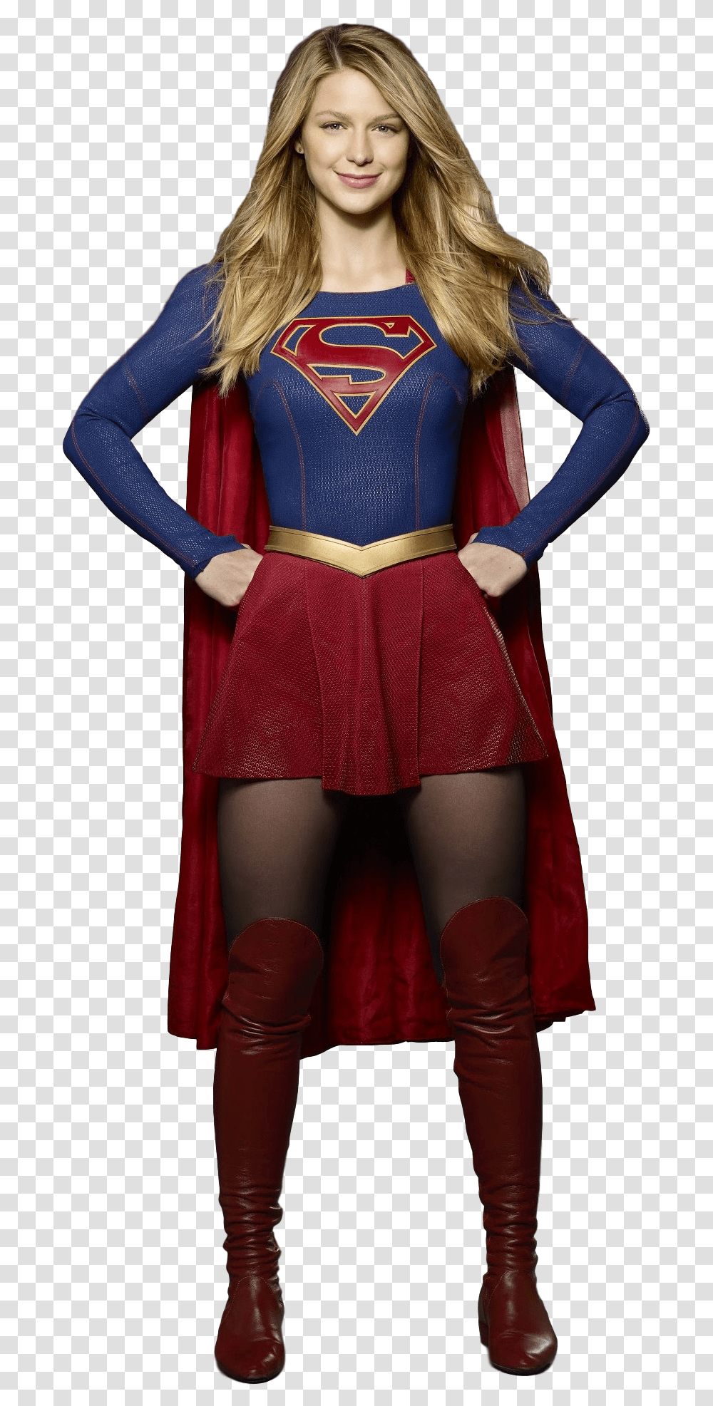 Supergirl Supergirl Wearing Wonder Boots, Costume, Clothing, Person, Cape Transparent Png