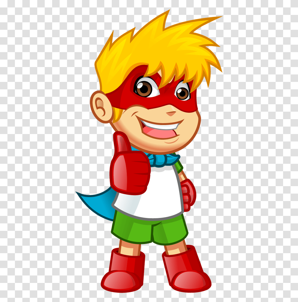 Superhero Boy Standing With Hands On Hips And Thumbs Up Thumbs Up Superhero Clipart, Toy, Chef Transparent Png