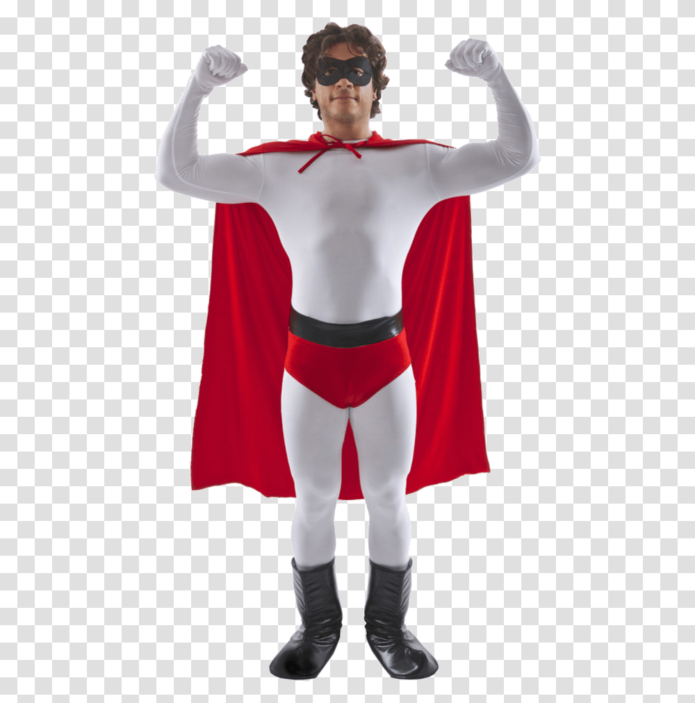 Superhero Costume Crusader Superhero White And Red, Cape, Sleeve, Person Transparent Png