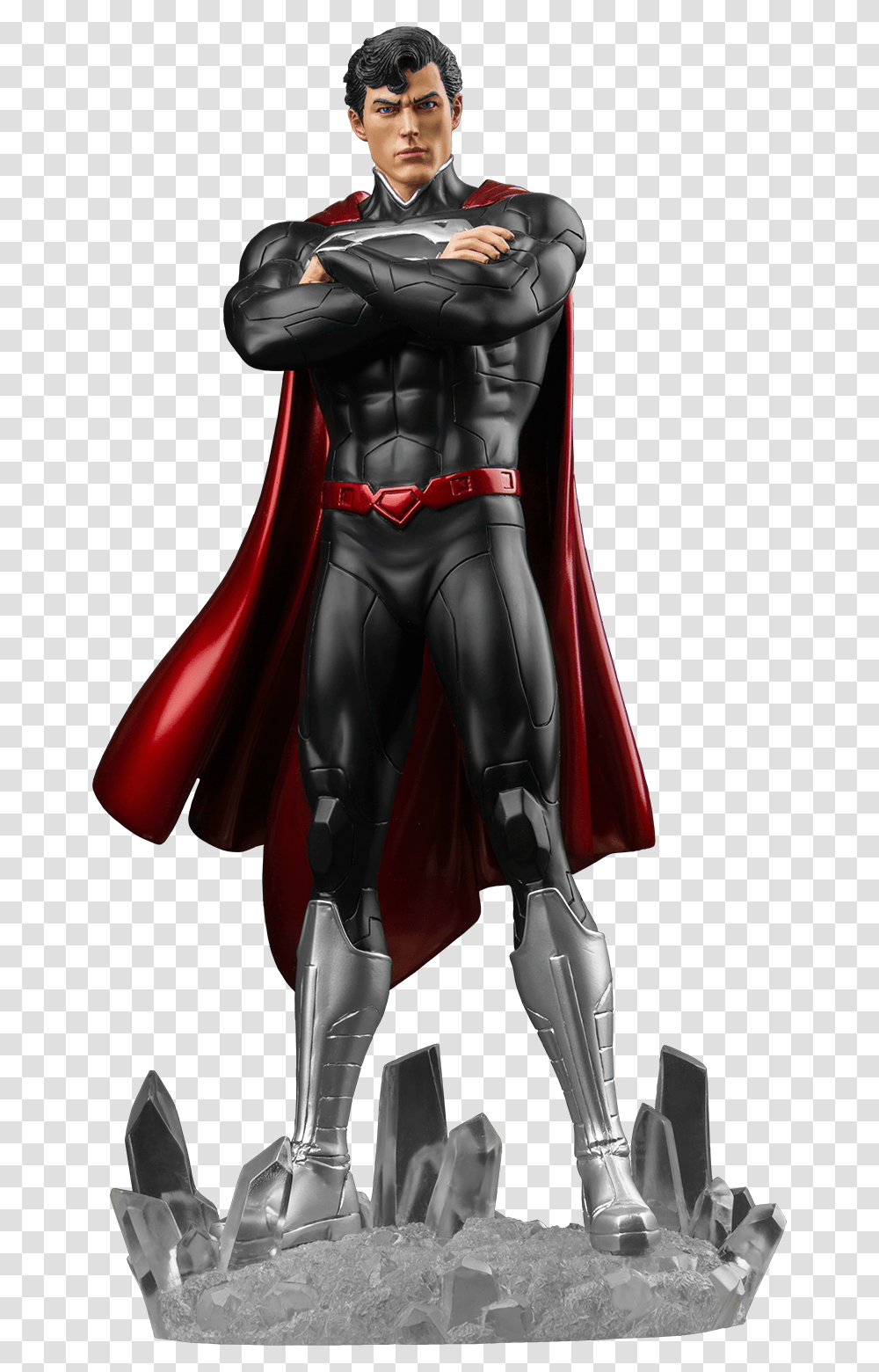 Superman Black Suit Statue, Toy, Batman, Costume, Person Transparent Png