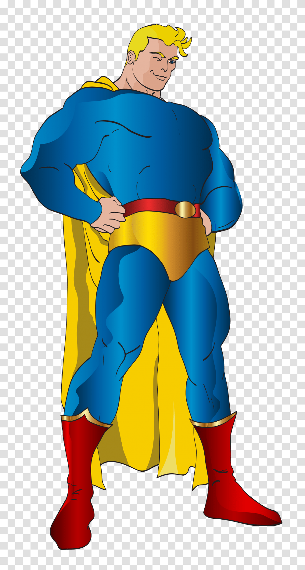 Superman Cartoon Yellow Outerwear Illustration, Pants, Sleeve, Costume Transparent Png