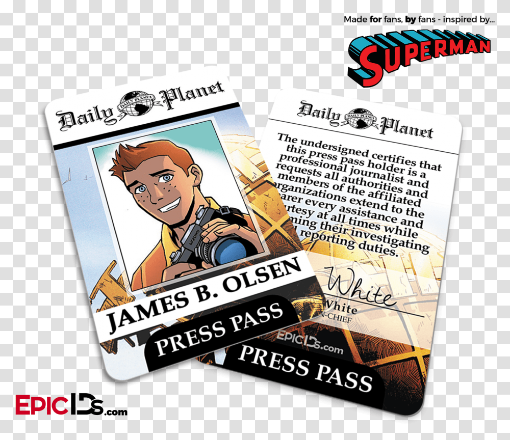Superman Classic Comic Daily Planet Press Pass Cosplay Daily Planet Lois Lane, Flyer, Poster, Paper, Advertisement Transparent Png