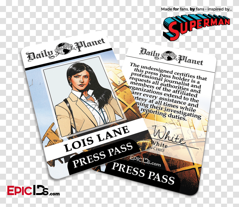 Superman Classic Comic Daily Planet Press Pass Cosplay Daily Planet Press Pass Lois Lane, Poster, Advertisement, Flyer, Paper Transparent Png