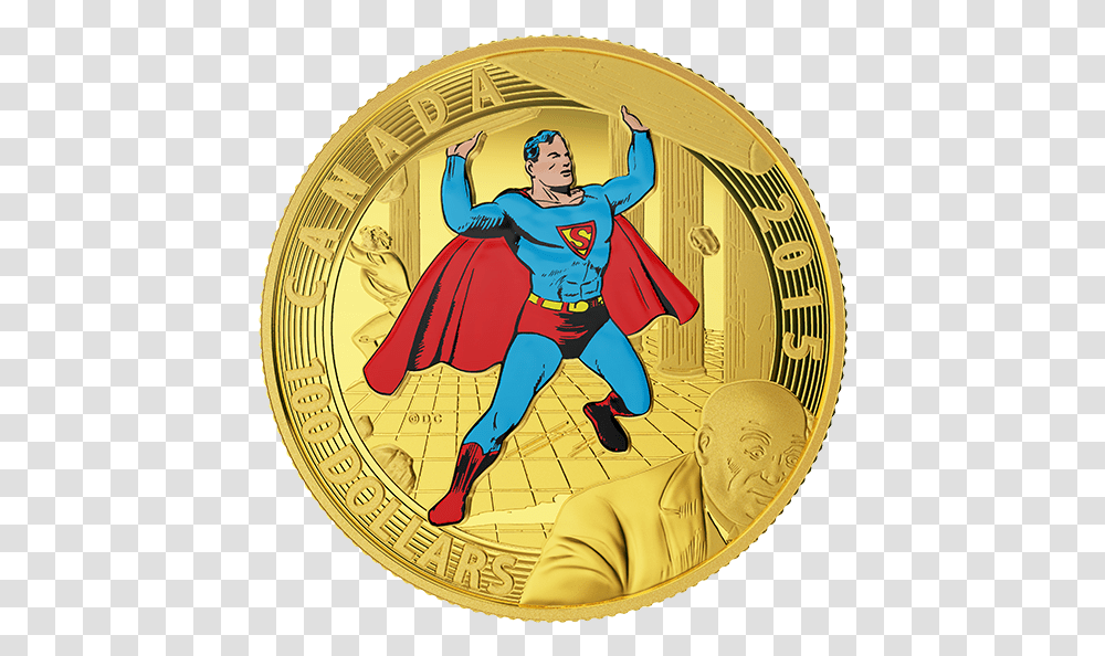 Superman Comic, Gold, Coin, Money, Person Transparent Png