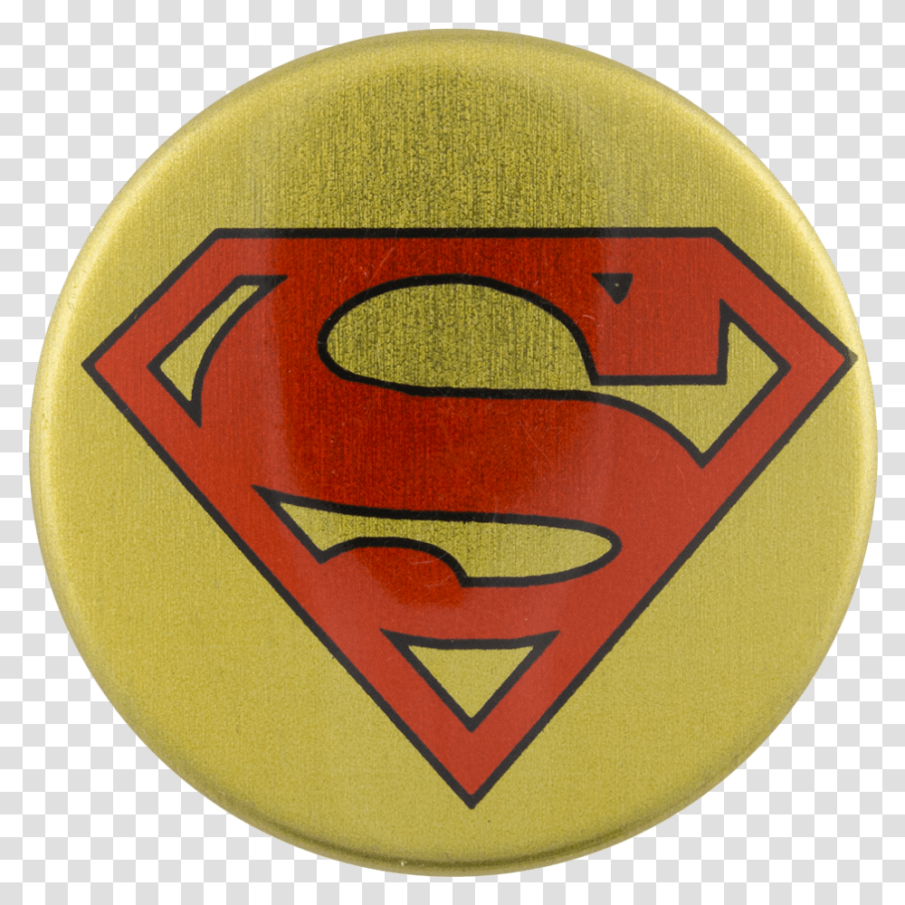 Superman Gold Entertainment Button Museum Superhero Logo, Trademark, Emblem, Badge Transparent Png