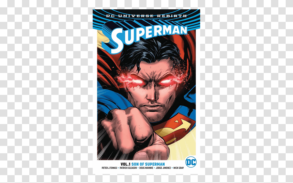 Superman Laser Eyes Comics, Person, Human, Book, Tattoo Transparent Png