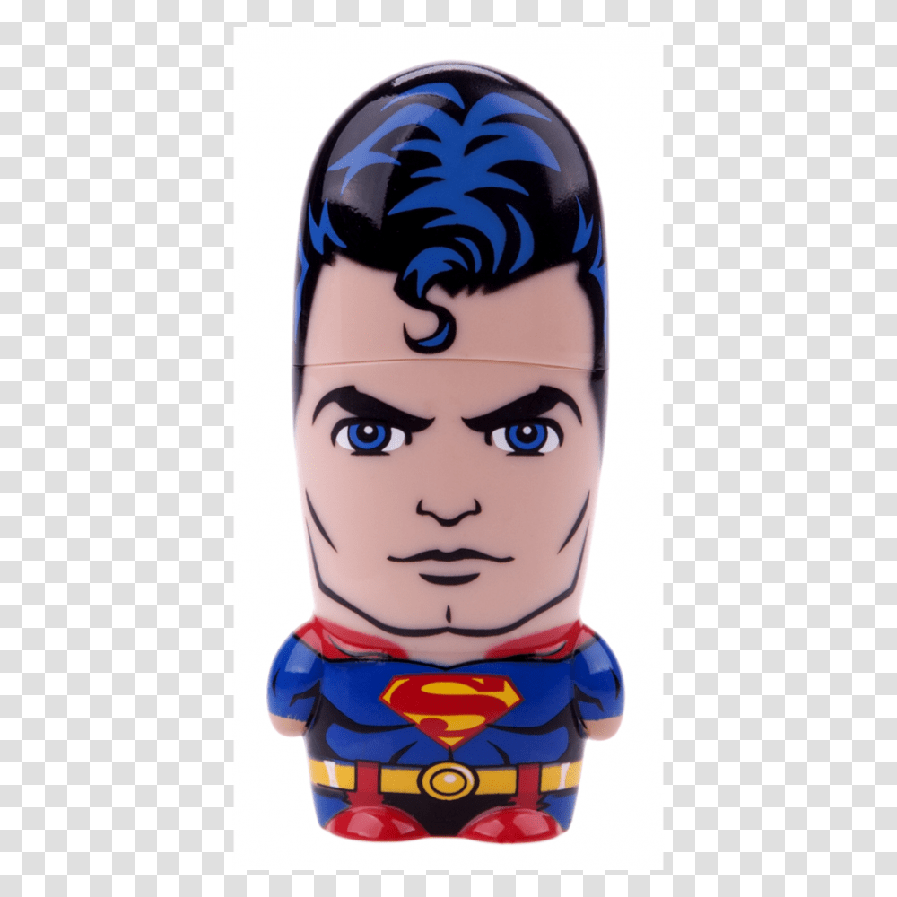 Superman Man Of Steel Dc Comics Mimobot Usb Flash Drive Mimoco, Costume, Person, Face Transparent Png