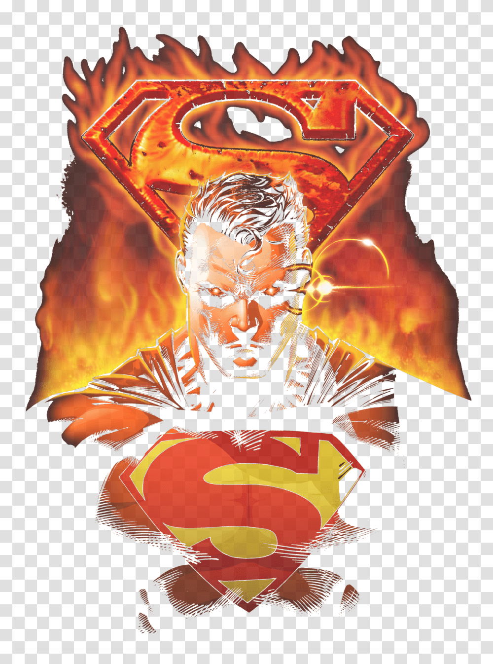 Superman Man Shirt Superman Man On Fire, Person, Human, Flame, Advertisement Transparent Png