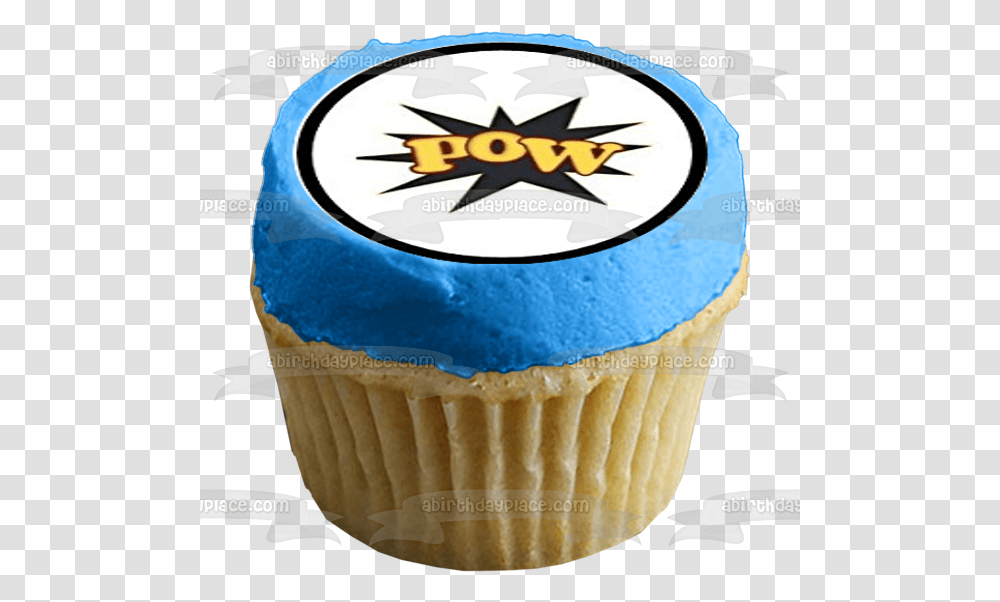 Superman Supergirl Wonder Woman Batman Robin Pow Edible A Birthday Place, Cupcake, Cream, Dessert, Food Transparent Png