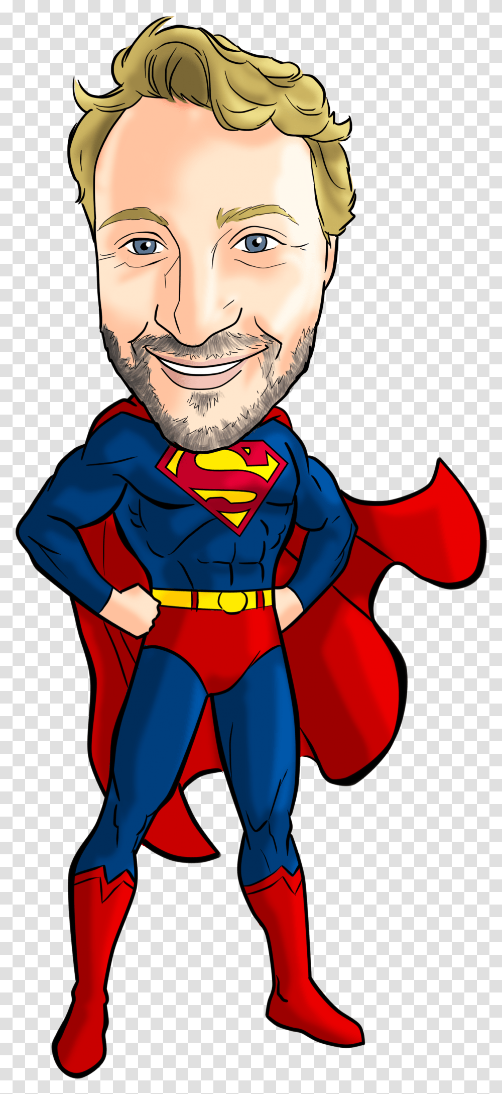 Superman Superhero Caricature Cartoon Youtube Superman, Person, Human, Performer, Costume Transparent Png
