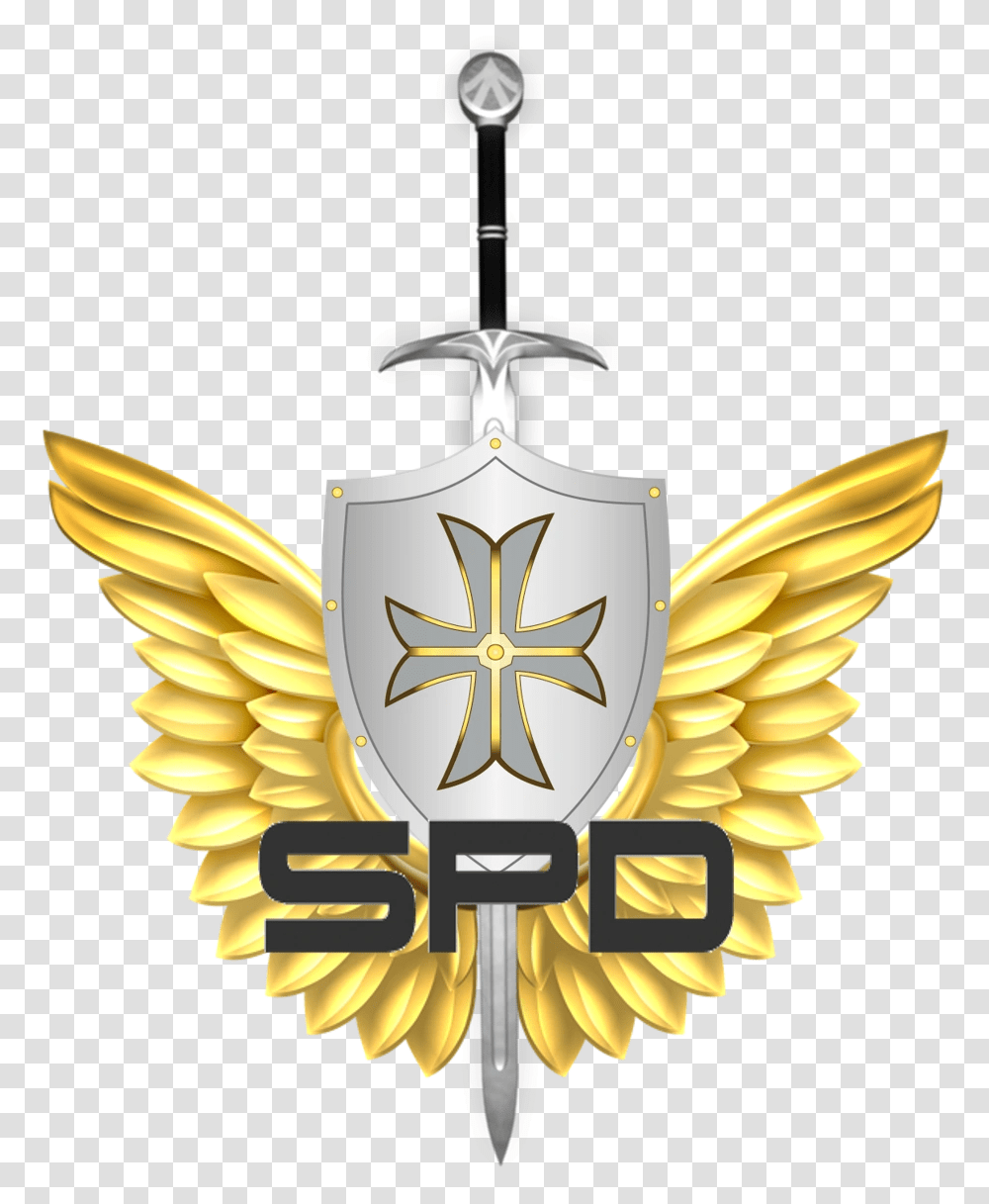 Supernatural Police Department Wings Gold, Emblem, Weapon, Weaponry Transparent Png