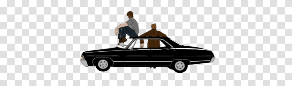 Supernatural Spn Dean Sam Winchester Sam Dean And Impala T Shirt, Person, Human, Car, Vehicle Transparent Png
