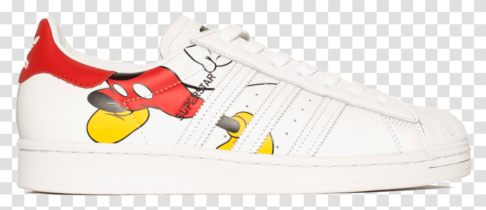 Superstar X Mickey Mouse White Sneakers, Shoe, Footwear, Apparel Transparent Png