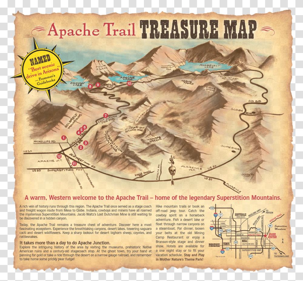 Superstition Mountain Lost Gold Map, Plot, Diagram, Atlas Transparent Png
