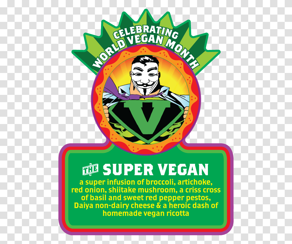 Supervegan Slicecard Veganmonth Front Veganize It V For Vendetta, Poster, Advertisement, Flyer, Paper Transparent Png
