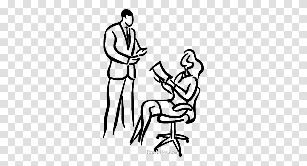 Supervisor Giving Instructions Royalty Free Vector Clip Art, Chair, Furniture, Drawing, Doodle Transparent Png