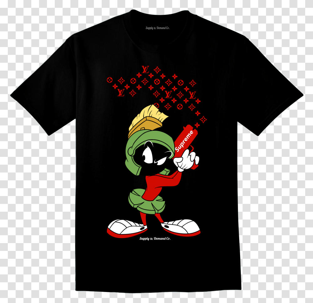 Supply Amp Demand Marvin X Lv X Supreme Black Tee Marvin The Martian Supreme Shirt, Apparel, T-Shirt, Potted Plant Transparent Png
