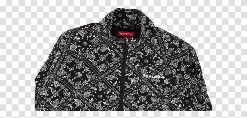 Supreme Black Pattern Jacket, Apparel, Gate, Paisley Transparent Png