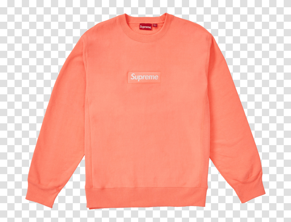 Supreme Box Logo Crewneck Supreme Box Logo Crewneck Fw18 Fluorescent Pink, Clothing, Apparel, Sleeve, Long Sleeve Transparent Png
