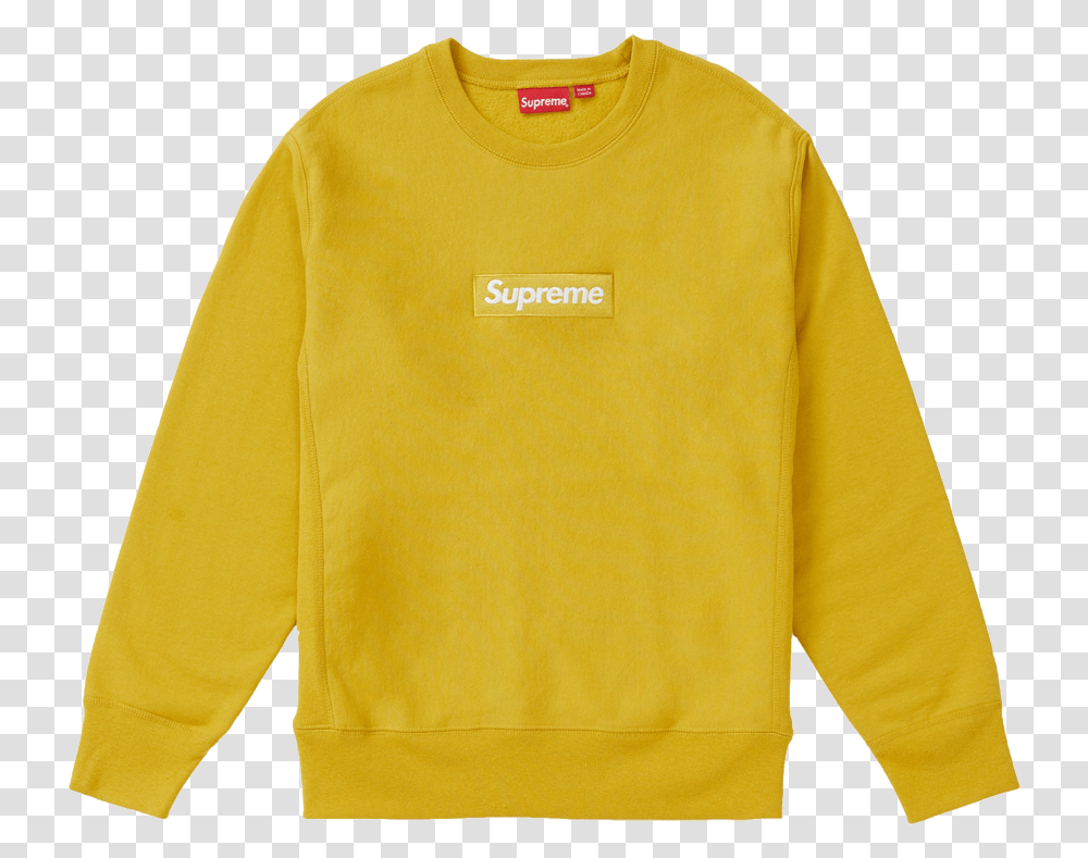 Supreme Box Logo Crewneck Yellow Supreme Box Logo, Clothing, Apparel, Sleeve, Sweatshirt Transparent Png