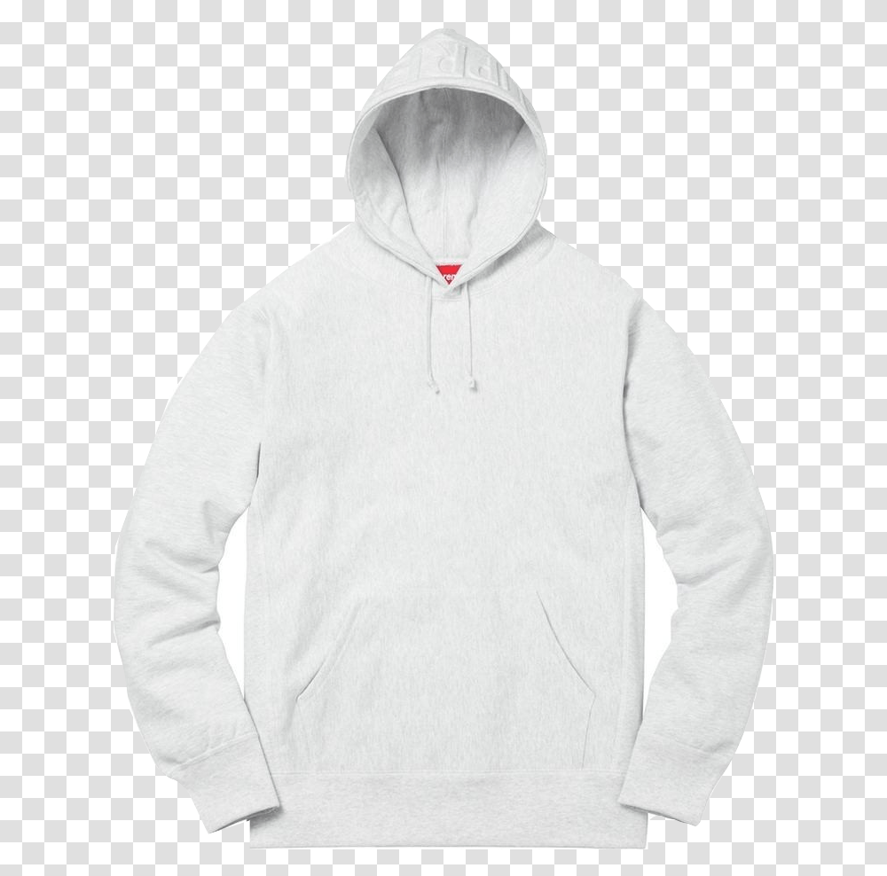 Supreme Embossed Logo Hooded Sweatshirt Ash Grey, Apparel, Sweater, Hoodie Transparent Png